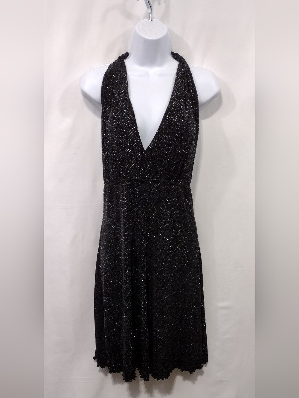 Styleworks Sparkle V-Neck Dress Women's 12 Black Party Retro Y2K 90s Romantic - Picture 1 of 7